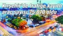 Kırşehir’de trafiğe kayıtlı  araç sayısı 75 870 oldu