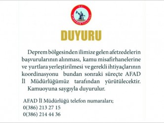 KIRŞEHİR VALİLİĞİNDEN DUYURU